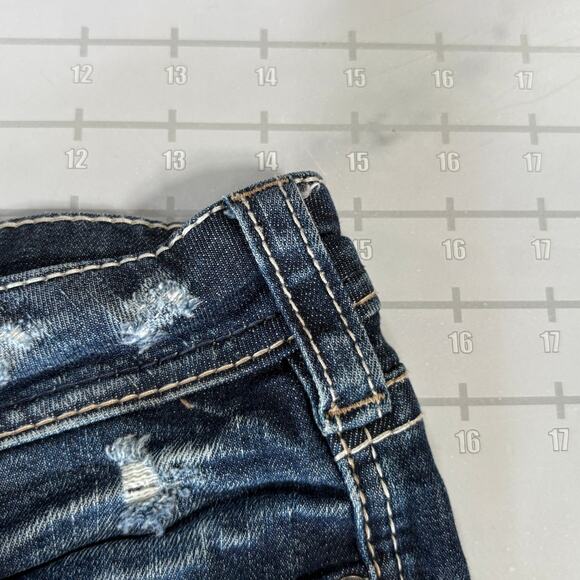 Silver Jeans Cut Off Denim Jean Shorts Womens 26 Blue Distressed Dark Stretch 2" - Picture 7 of 8